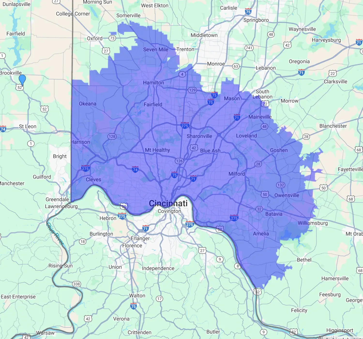 Service area of Leisure Pools Cincinnati